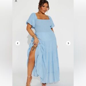 Light Blue Maxi Dress - Women's Tiered Flow Dress